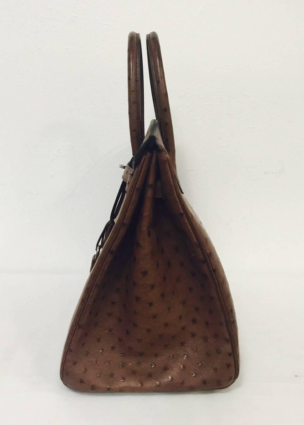 2008 Hermes Birkin 35 Marron Fonce Ostrich PHW Excellent Condition ...