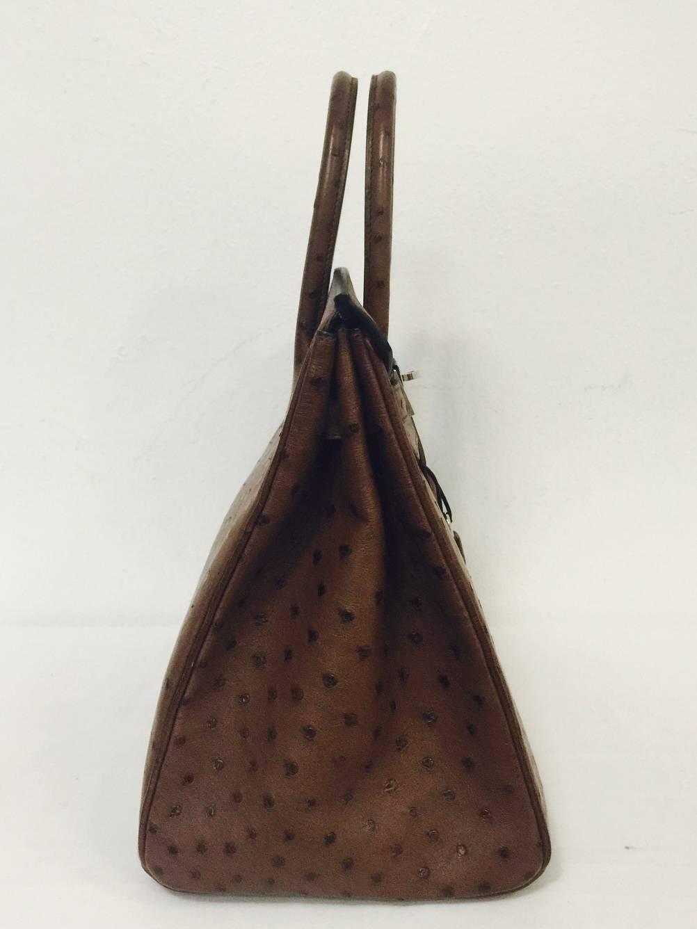 2008 Hermes Birkin 35 Marron Fonce Ostrich PHW Excellent Condition ...