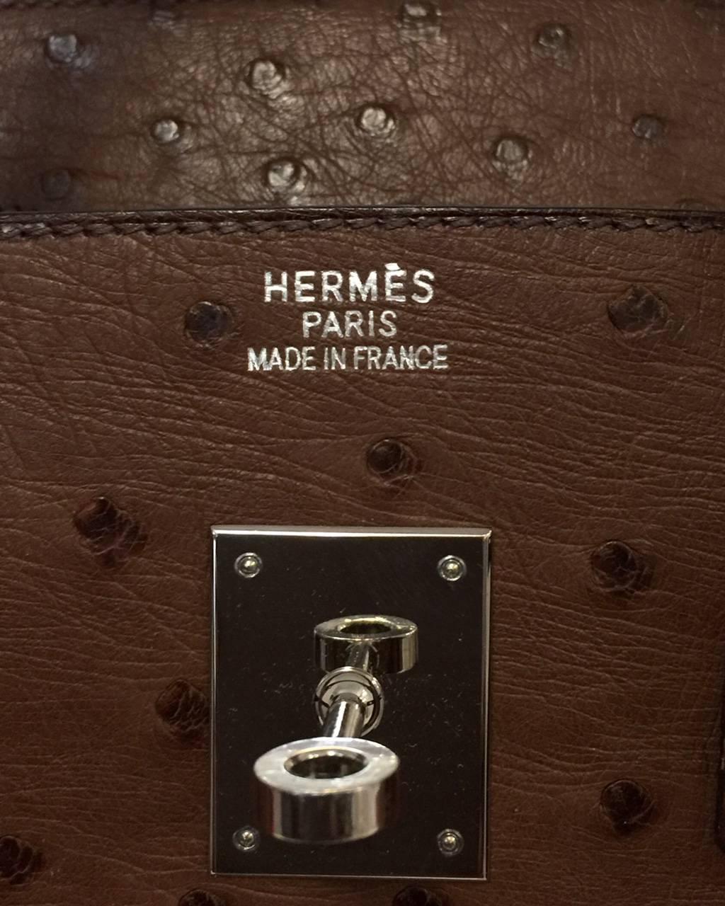 2008 Hermes Birkin 35 Marron Fonce Ostrich PHW Excellent Condition ...