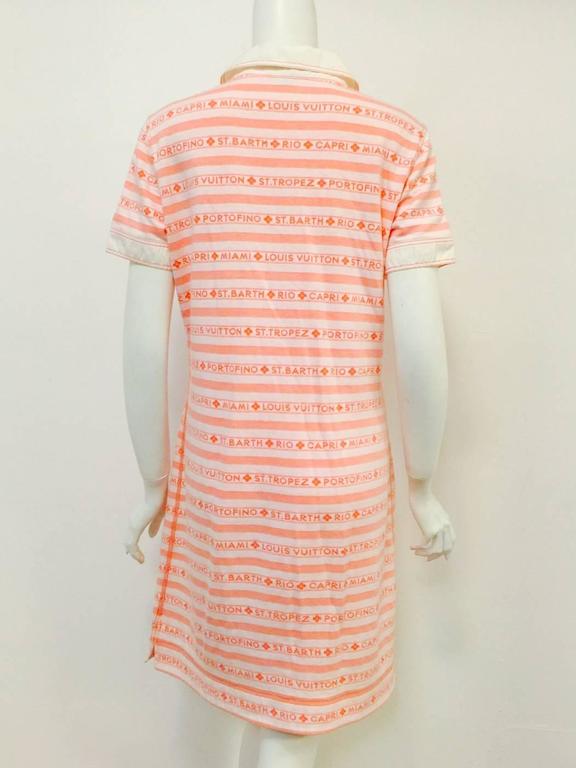 Louis Vuitton Short Sleeve Pink and White Cotton Resort and Riviera Shirt Dress at 1stdibs