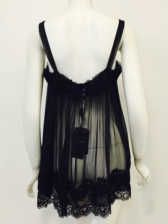 New Dolce and Gabbana Black Silk Blend Baby Doll Negligee With Lace ...