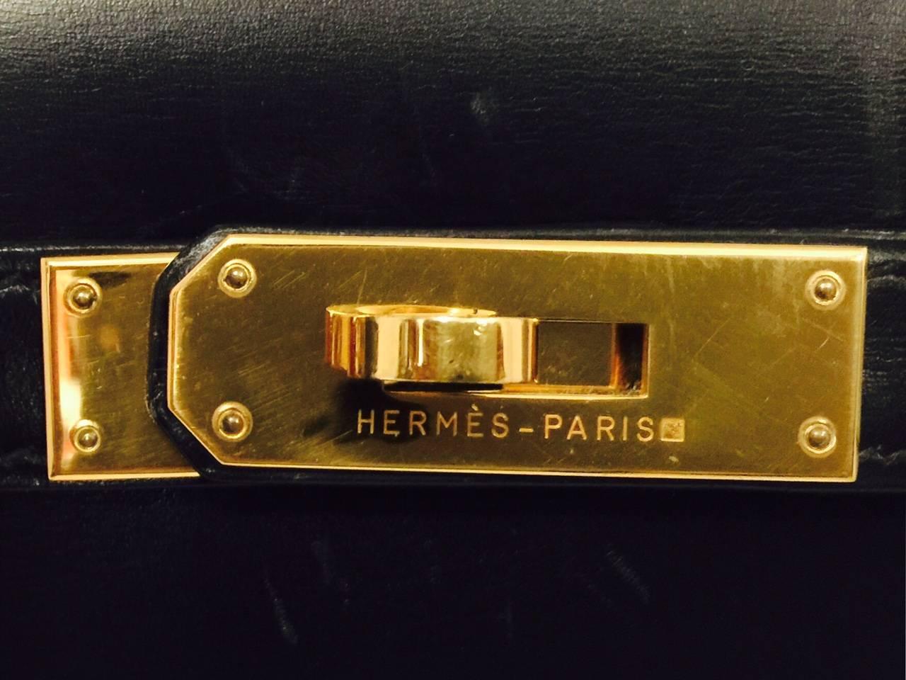 1993 Hermes Kelly Sellier Black Box Calf 35 With GHW In Excellent Condition In Palm Beach, FL