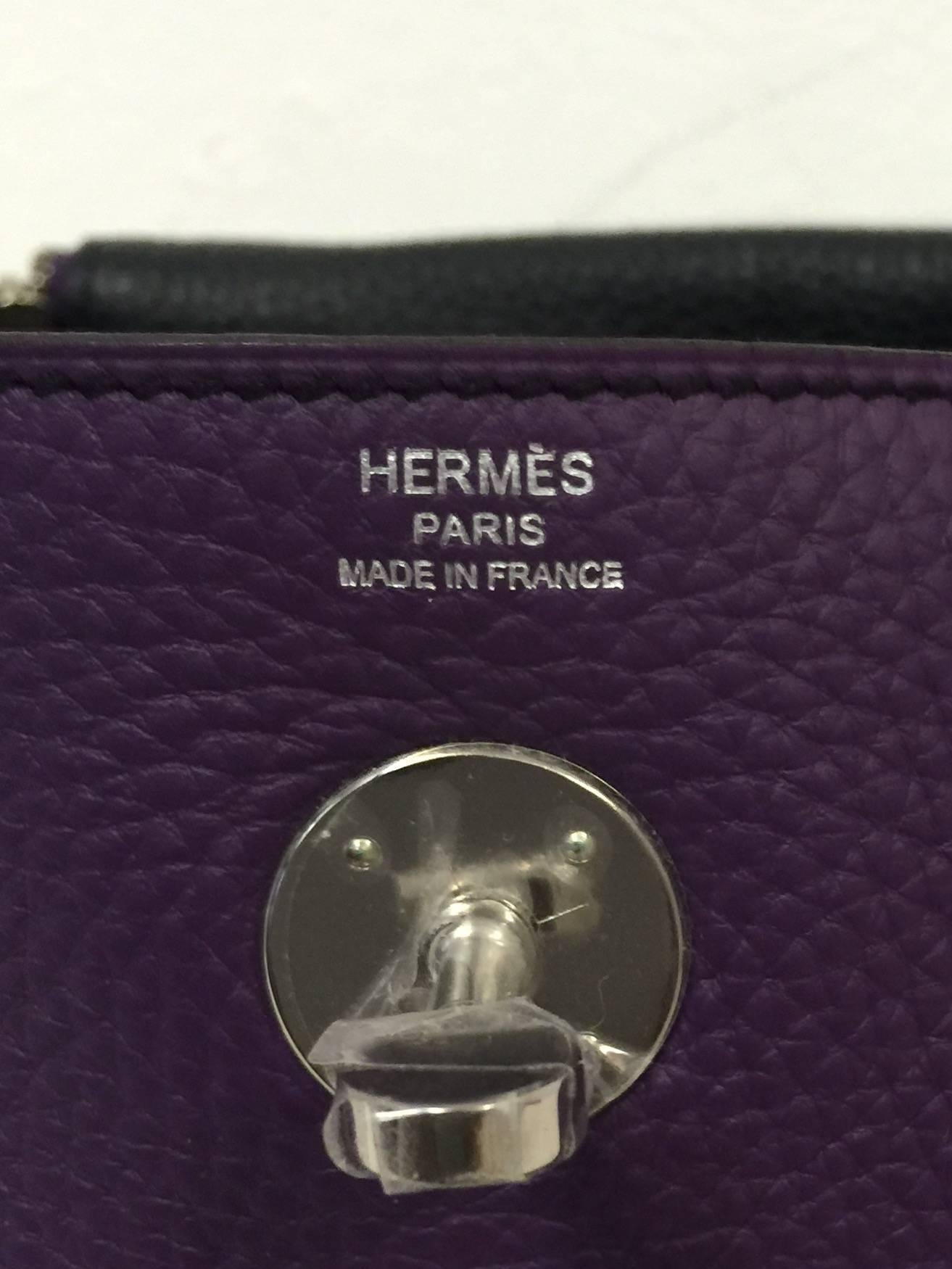  2011 Hermes Lindy 26 Purple Clemence PHW With Bonus Twilly  1