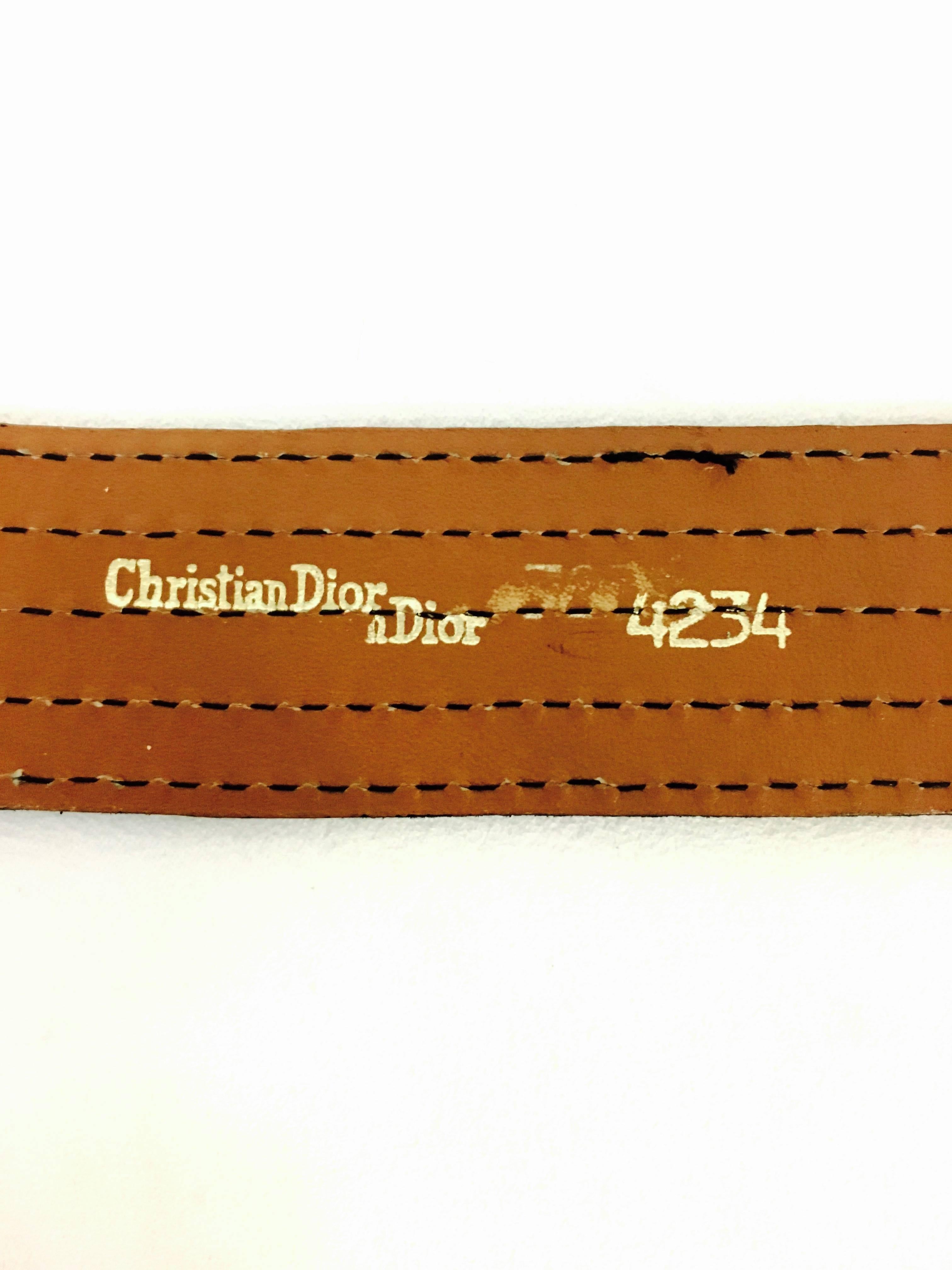 Vintage Gold Tone Christian Dior Leather Belt With Multi Color Python In Excellent Condition In Palm Beach, FL