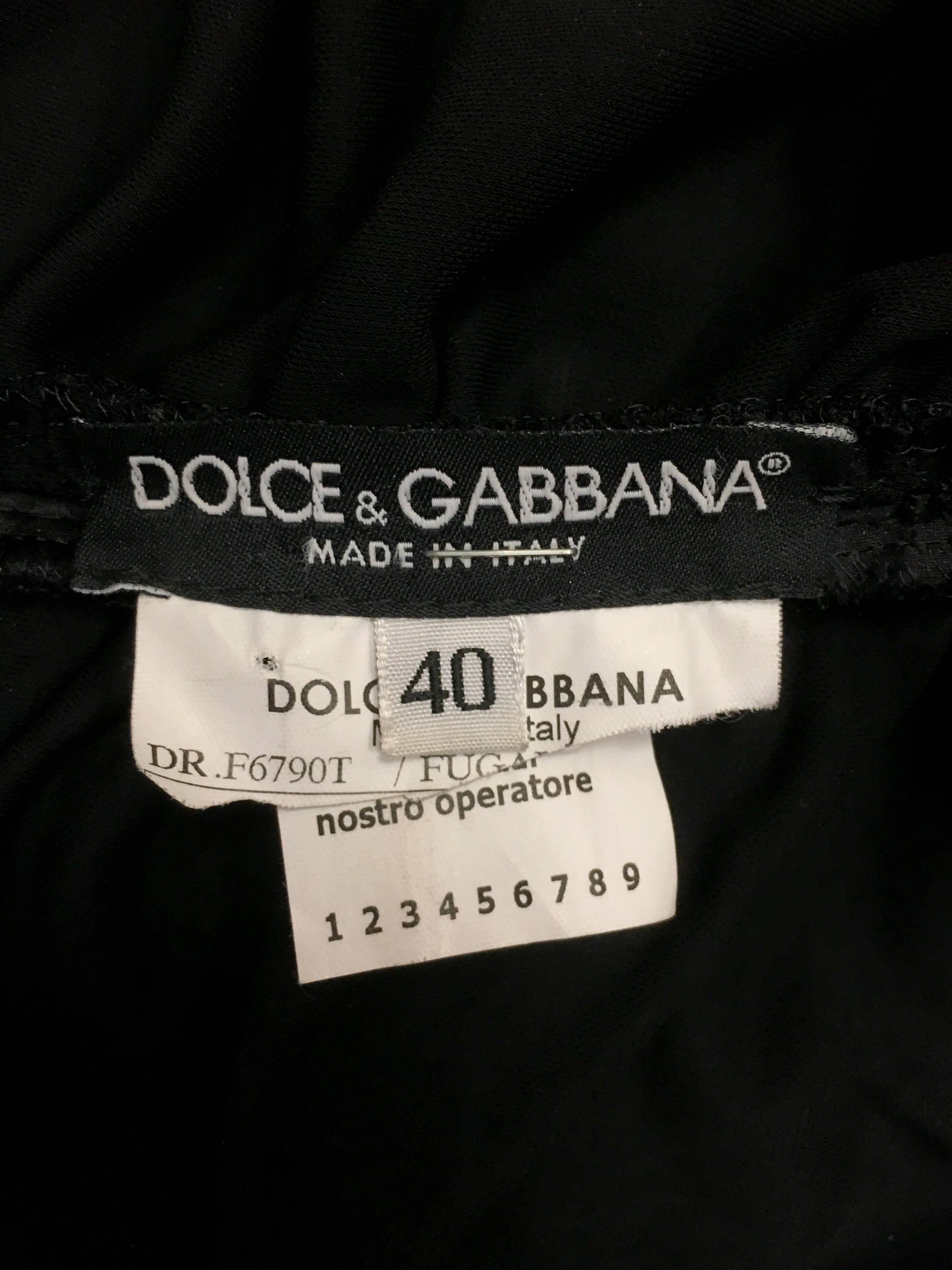 Dolce and Gabbana Black Long Sleeve Stretch Ruched Sheath 1