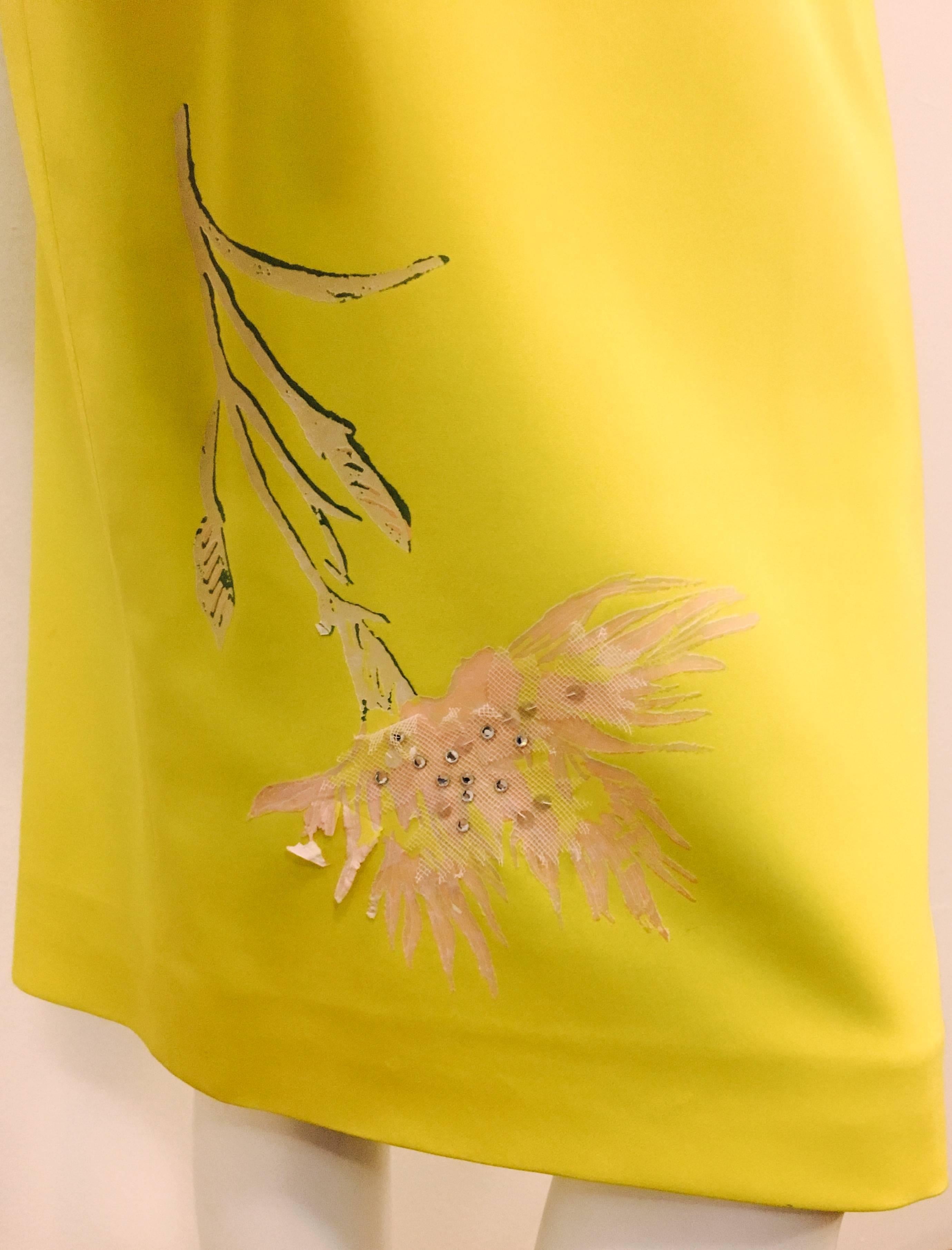 Christian Lacroix Green and Citrus Yellow Skirt Suit With Hand Painted Skirt 2