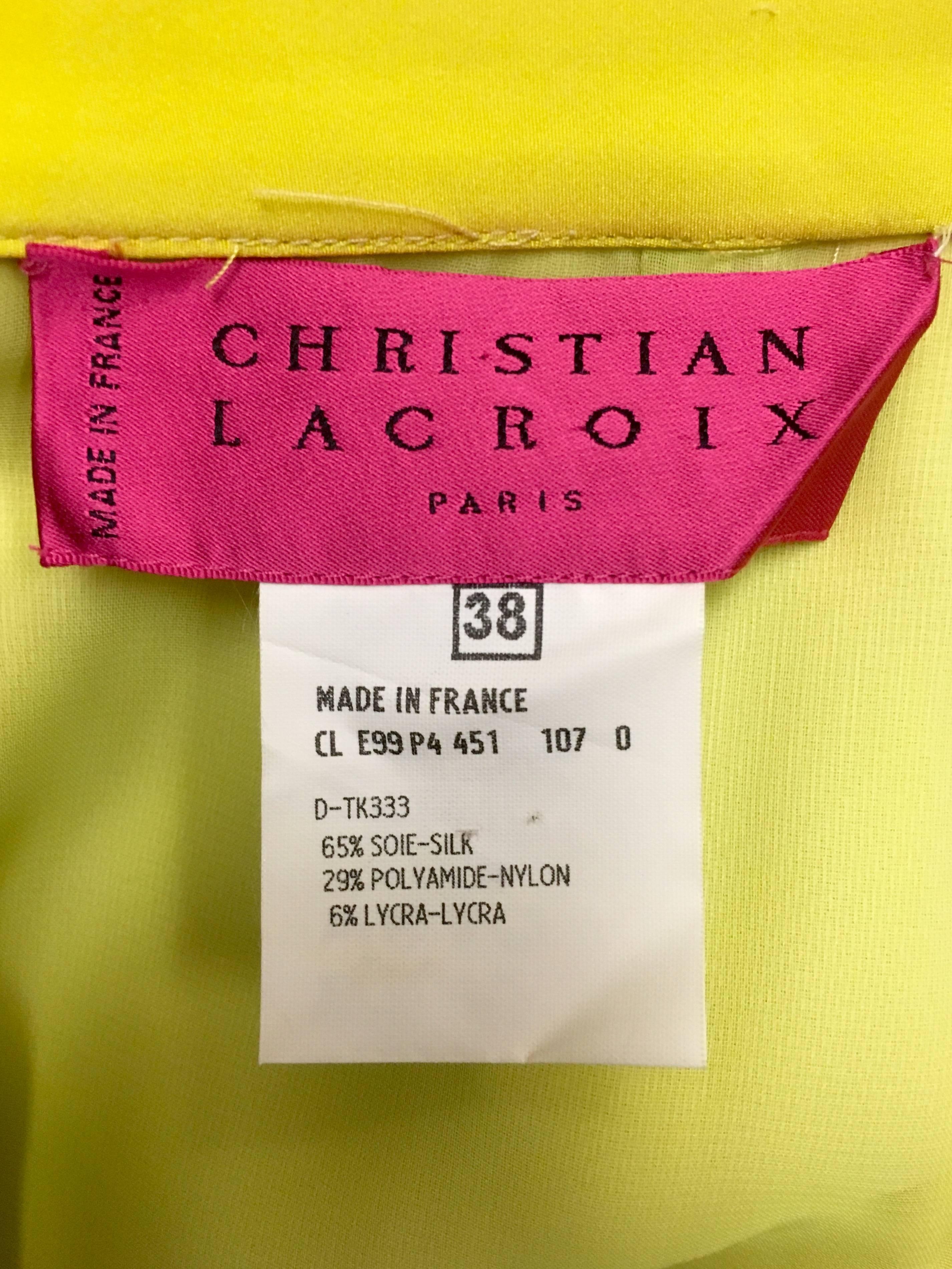 Christian Lacroix Green and Citrus Yellow Skirt Suit With Hand Painted Skirt 3