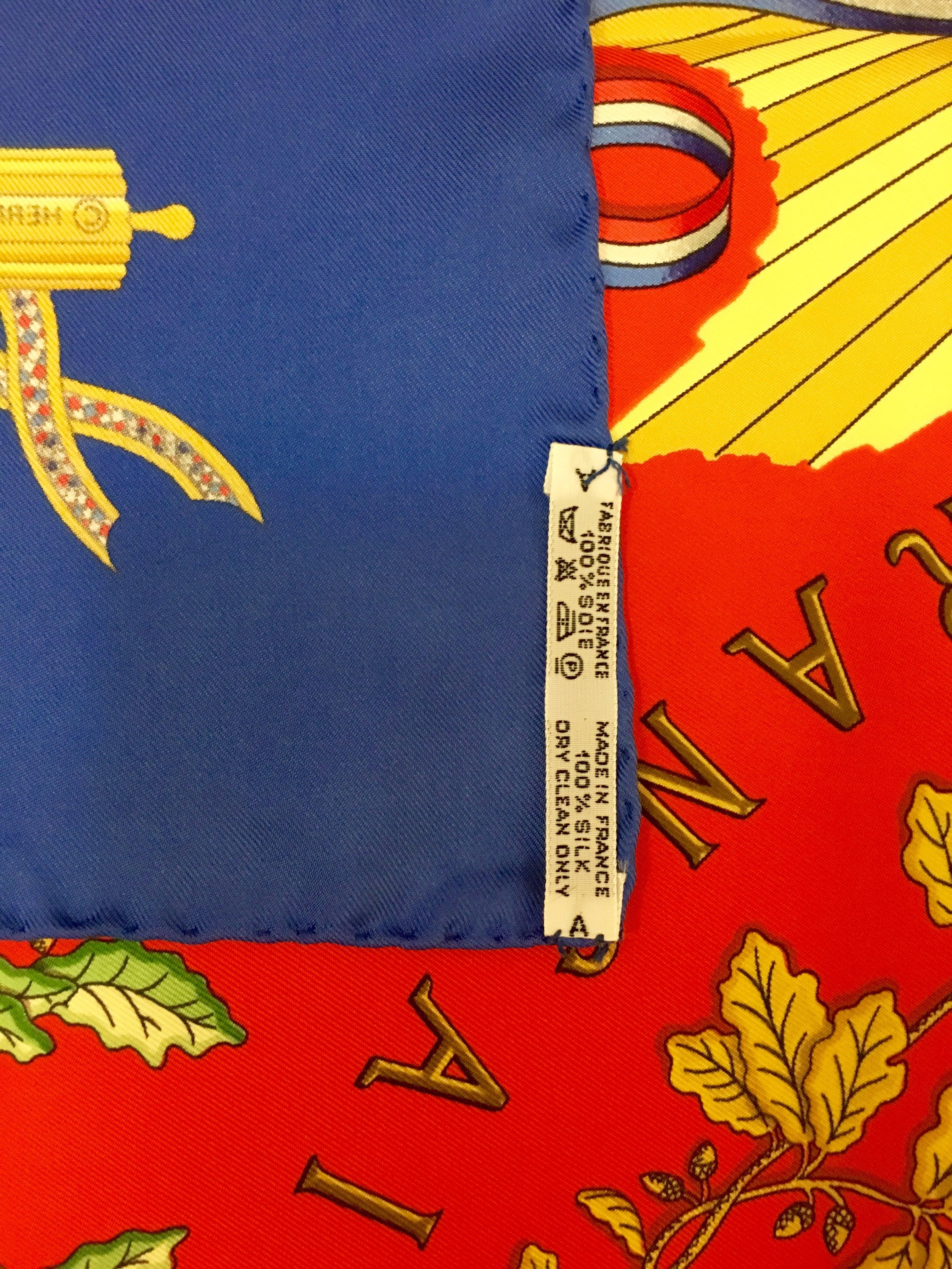 Hermes Silk Liberte, Egalite and Fraternite Commemorative Scarf 2