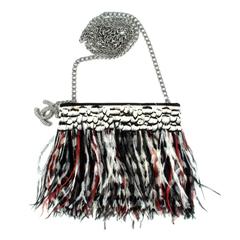 Alluring Chanel Quilted Lambskin Crossbody Bag Embellished with Ostrich Feathers