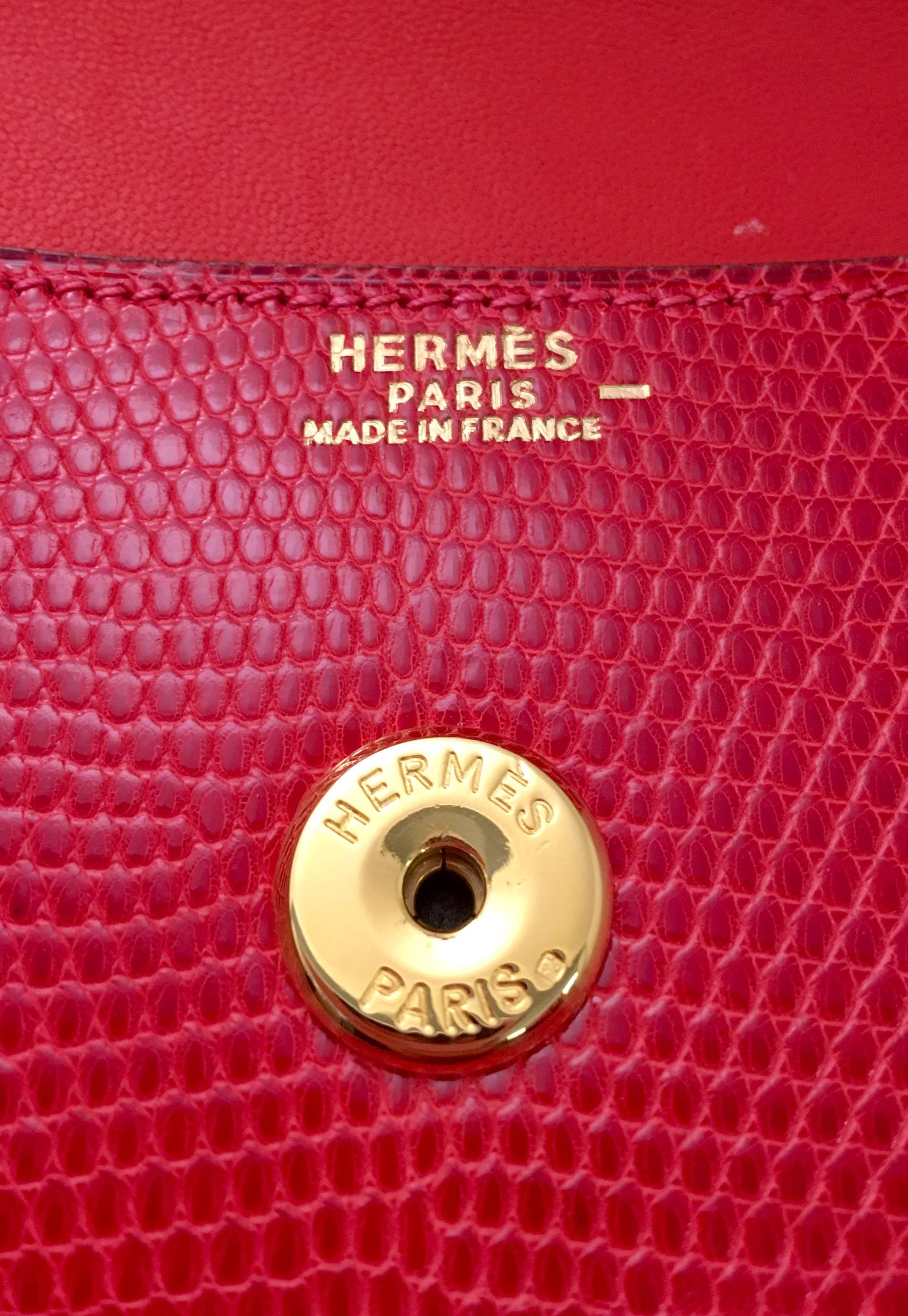 Women's Hermes Red Lizard Envelope Clutch