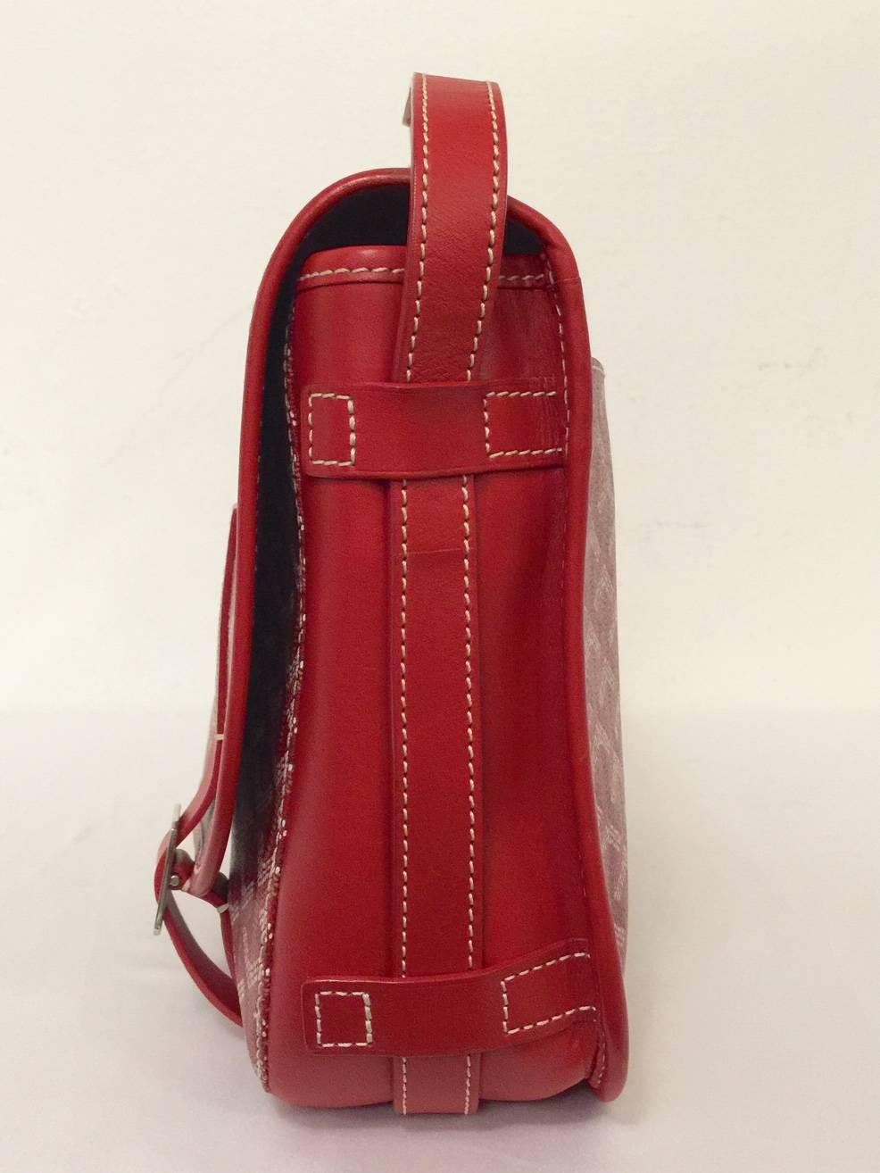 Hand Painted Goyard Coated Canvas has been highly desired and coveted by collectors for over a century!  This Red Belevedere Bag MM features crossbody, 