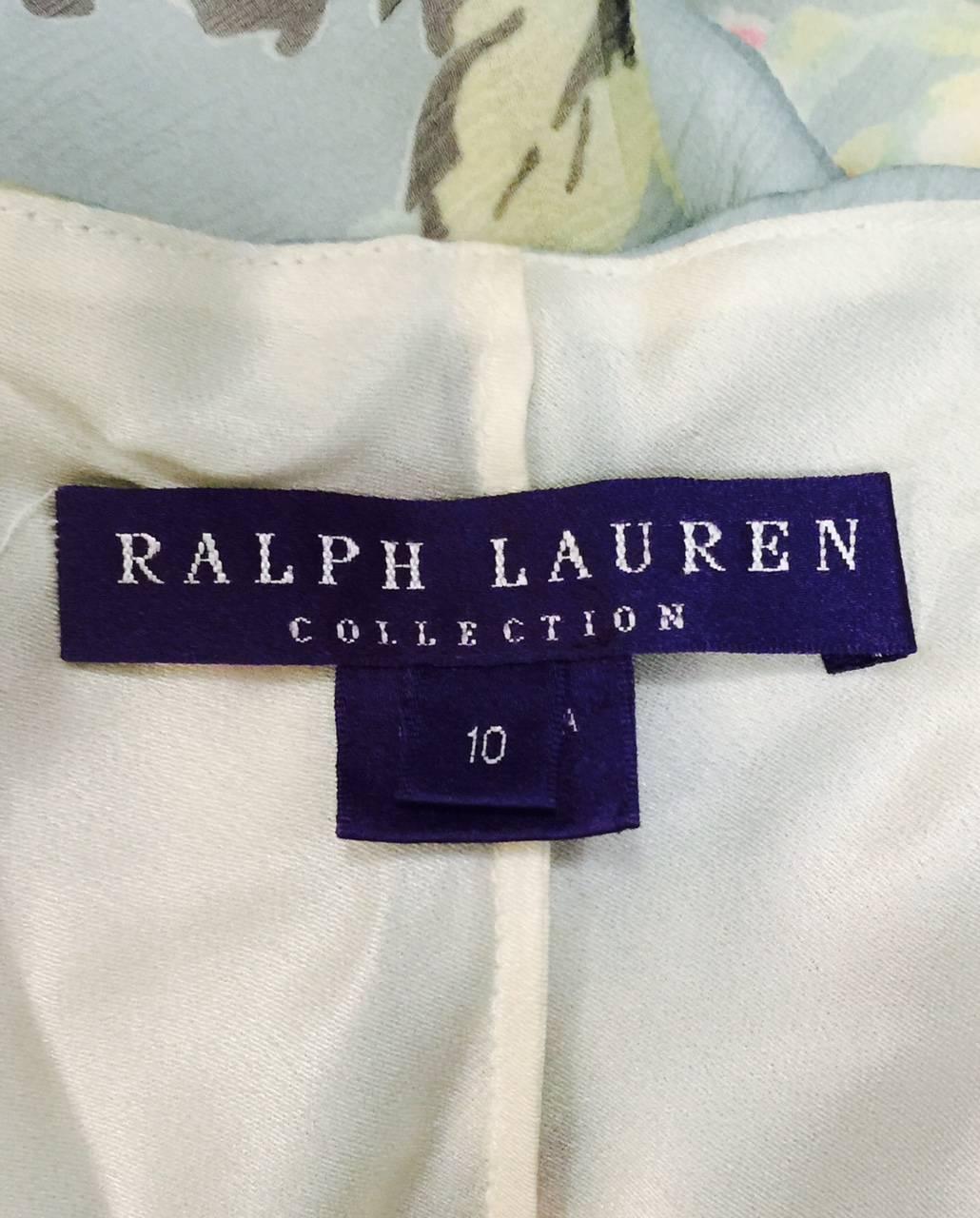 Ralph Lauren Collection Floral Print Silk Bias Cut Halter Dress With Ruffles  For Sale 2