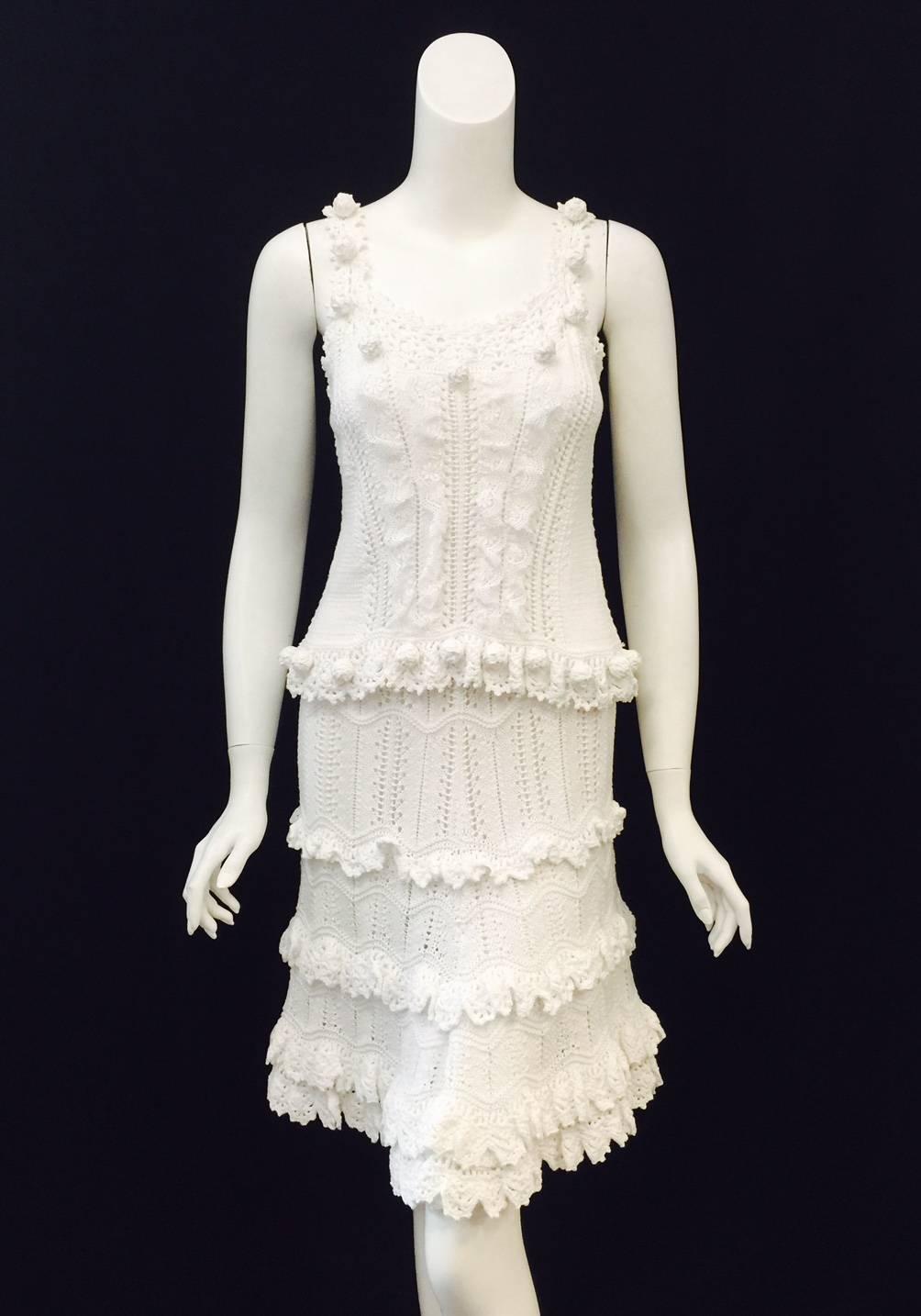 Oscar de la Renta Ensemble is worthy of the Romanovs!  Made in Russia, this two-piece crochet camisole and skirt ensemble is feminine to a fault and celebrates 