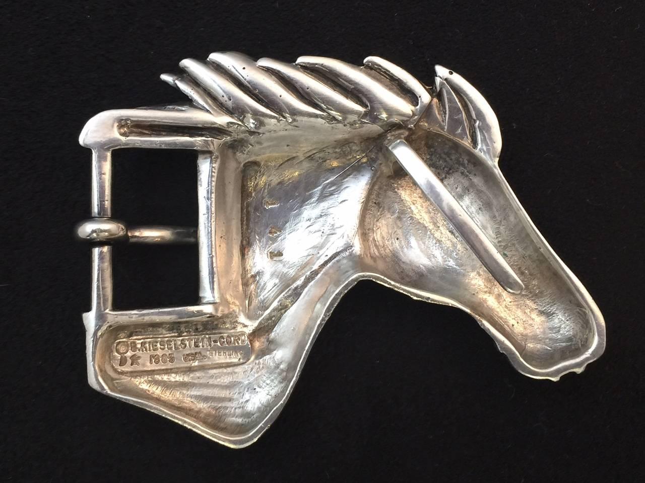 Men's 1985 Kieselstein Cord Sterling Equestrian Horse Head Buckle In Excellent Condition In Palm Beach, FL