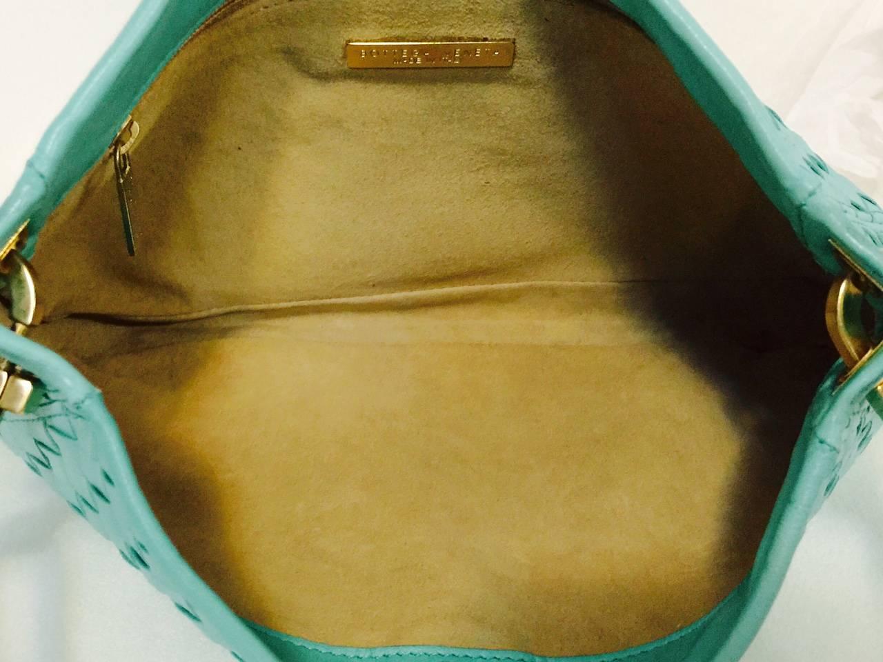 Bottega Veneta Mint Blue/Green Intrecciato Woven Nappa Leather Shoulder Bag  3