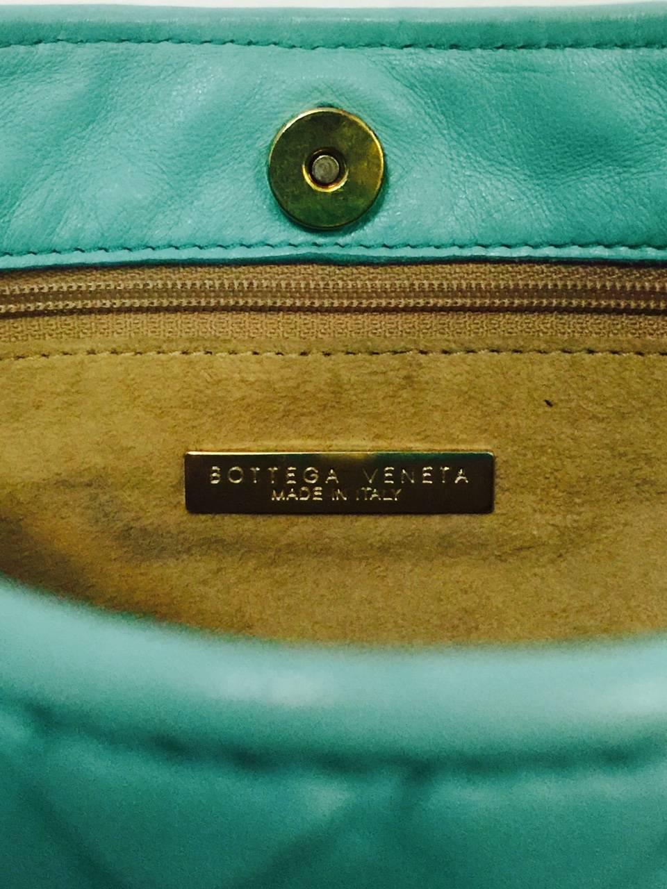 Bottega Veneta Mint Blue/Green Intrecciato Woven Nappa Leather Shoulder Bag  2