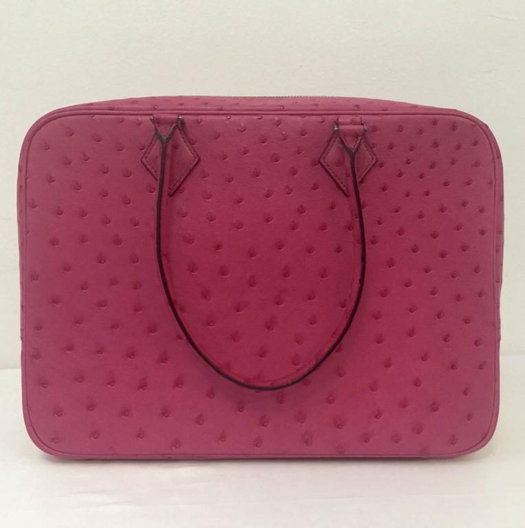 2005 Hermes Plume Bag 32 Fuchsia Ostrich GHW For Sale at 1stdibs
