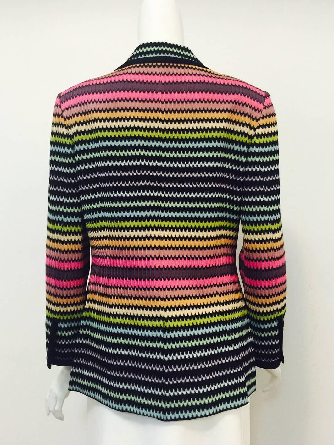 Missoni Multi-Colored Zig Zag Pattern Knit Blazer With Peaked Lapels  In Excellent Condition In Palm Beach, FL