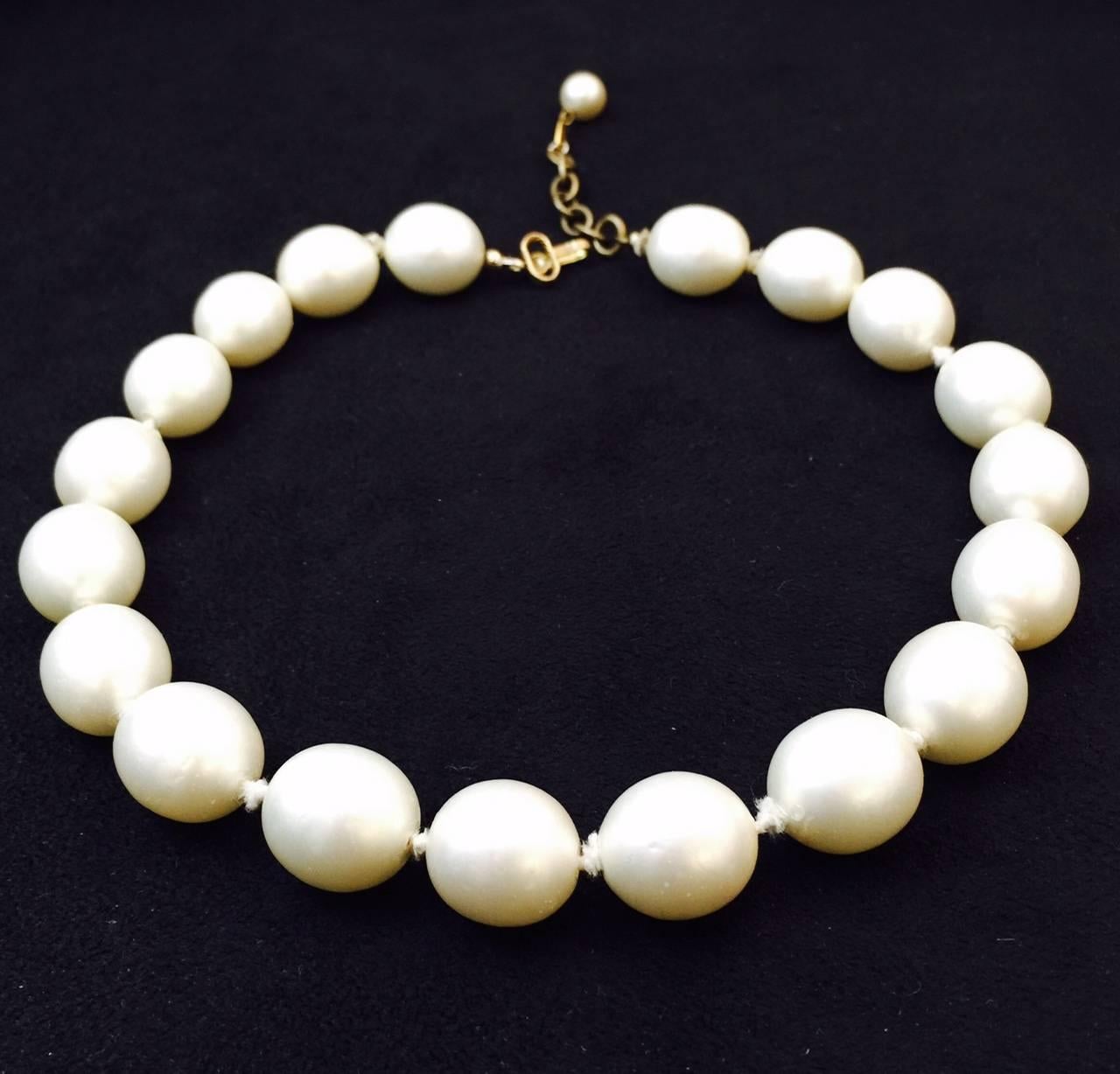 Contemporary Vintage Chanel Egg Shape Faux Pearl Necklace