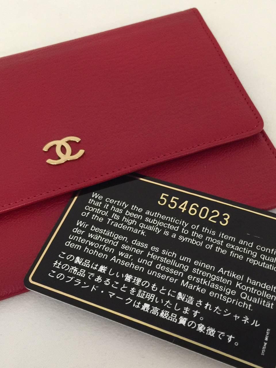 Women's Chanel Deep Red Leather Pochette With Gold Tone Hardware Serial No 5546023