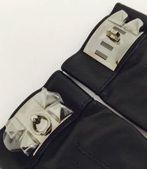 Luxurious Hermes Collier de Chien Black Lambskin Gloves Above Excellent/Box