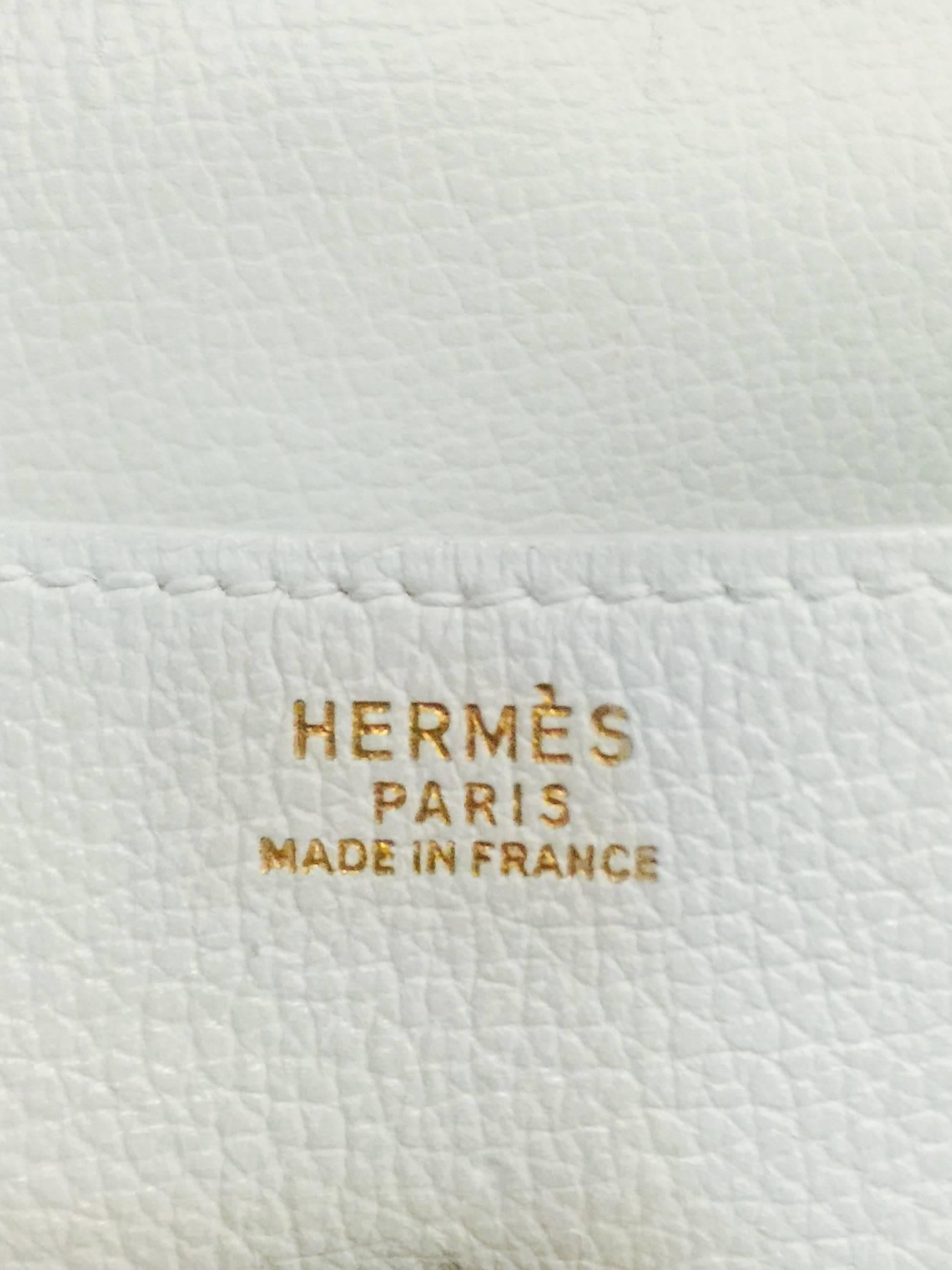 Women's Vintage Hermes White Leather Envelope Clutch GHW