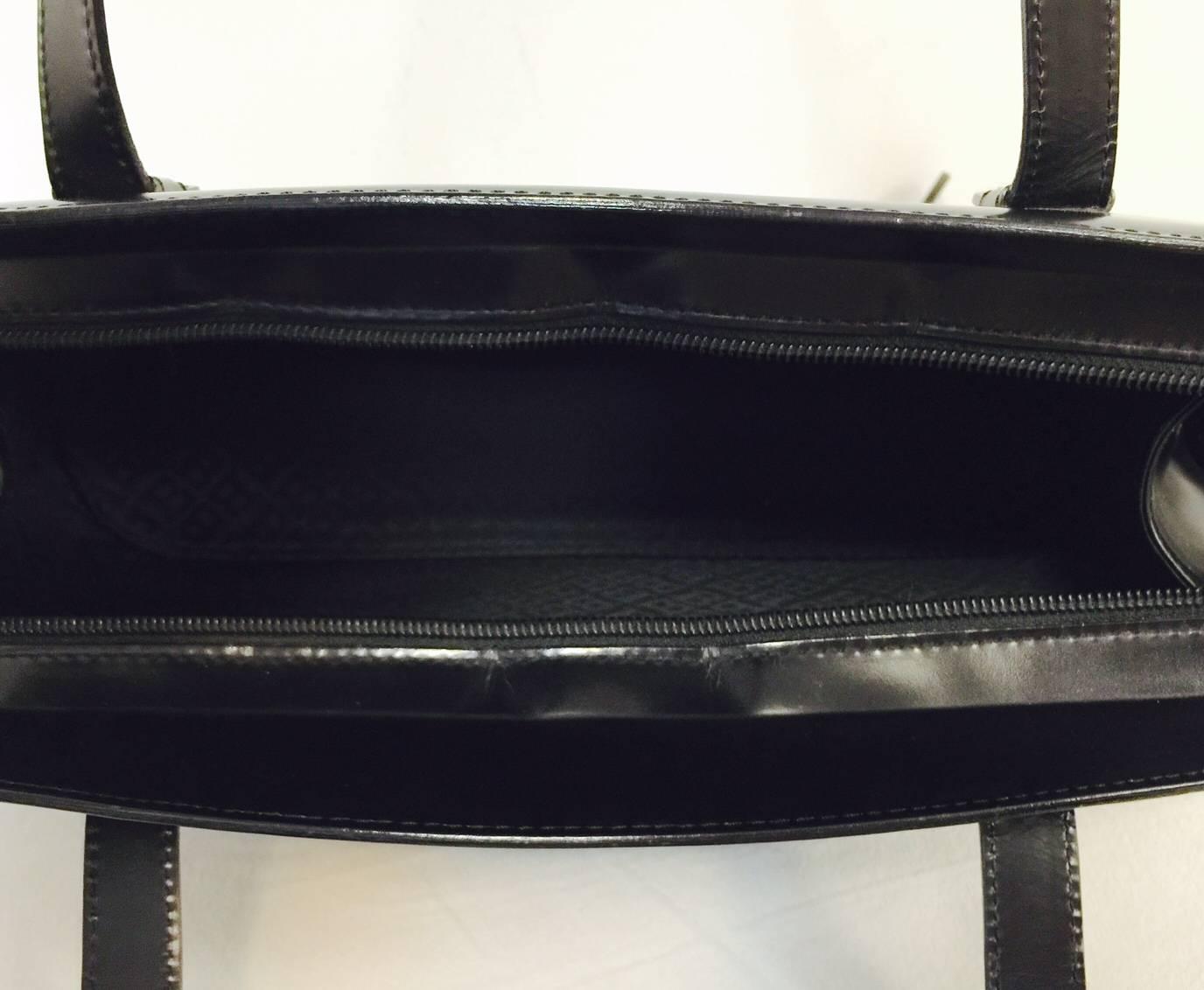 Bally Black Polished Calfskin Structured Shoulder Bag Excellent Condition 2