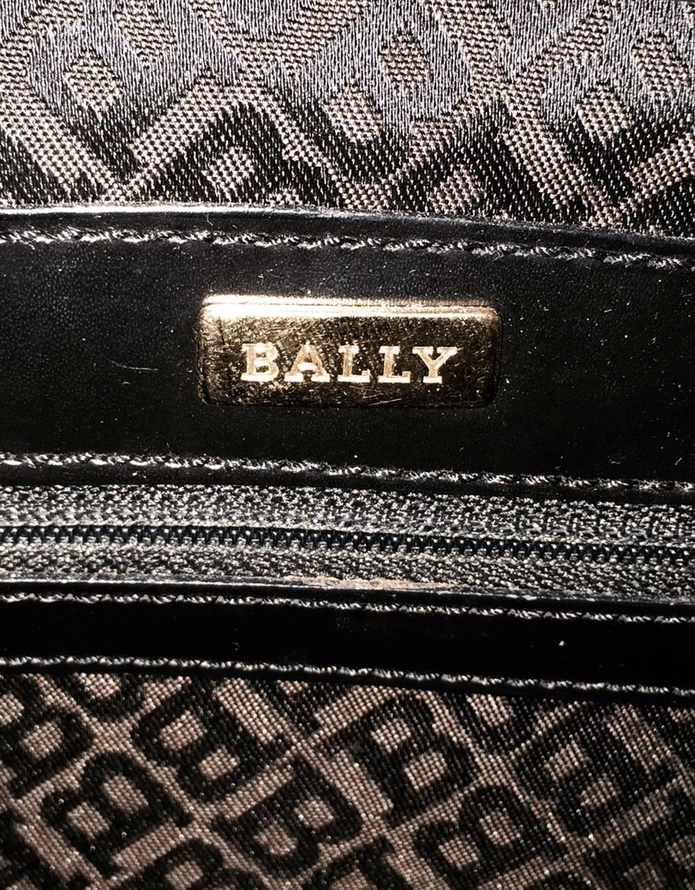 Bally Black Polished Calfskin Structured Shoulder Bag Excellent Condition 4