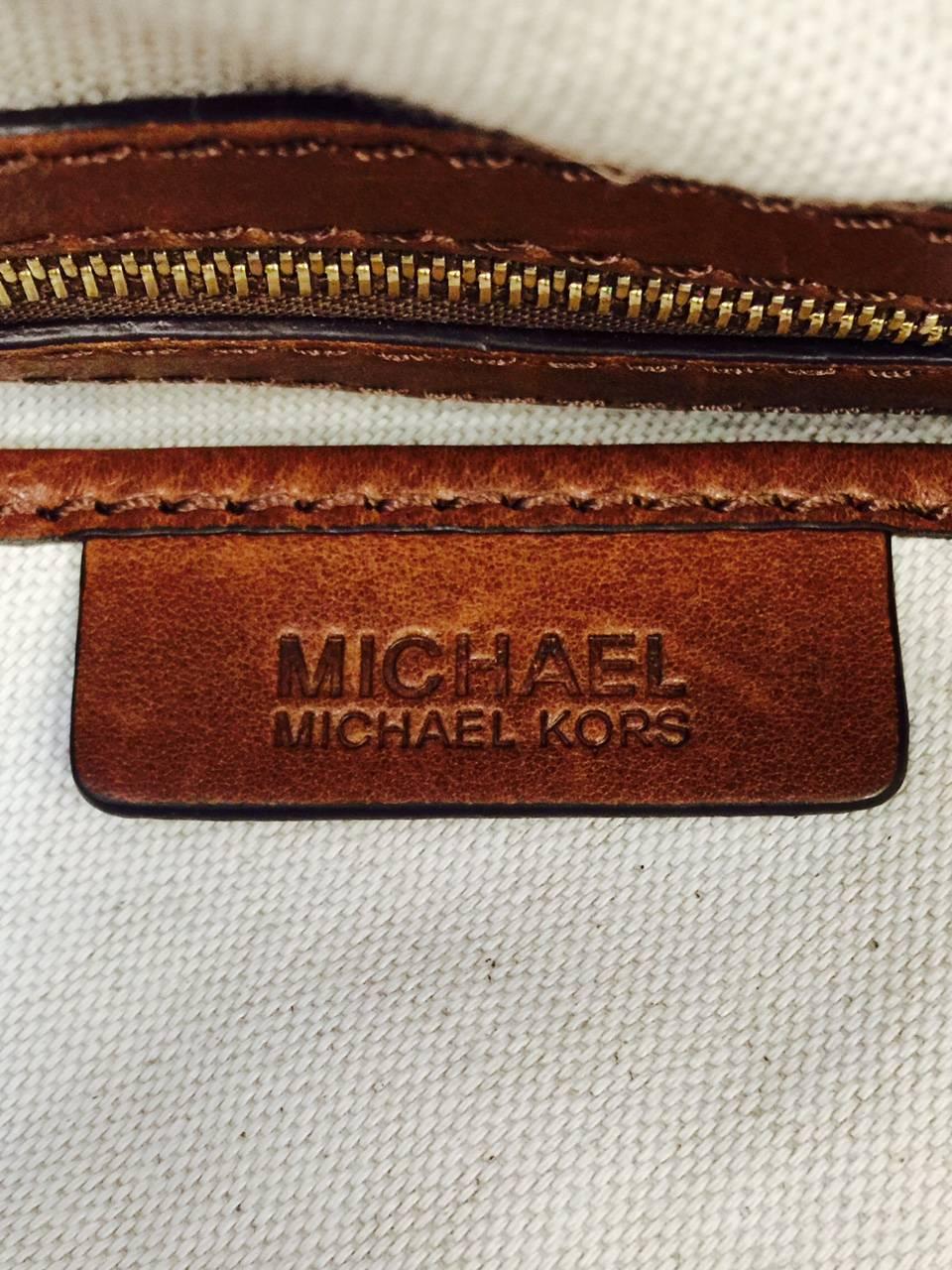 MICHAEL Michael Kors Zebra Print Canvas Hobo With Toffee Leather Trim 1