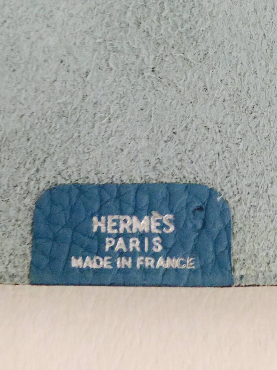 Hermes Ulysse Notebook Blue Jean Togo Leather PHW 3