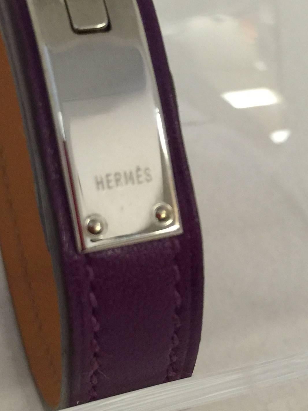 2009 Hermes Purple Micro Kelly Bracelet With PHW In Excellent Condition In Palm Beach, FL
