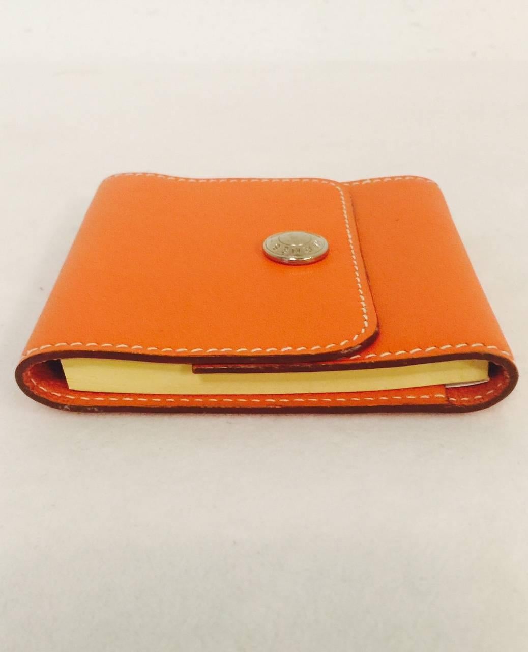Hermes Signature Orange Leder Post-It Notizhalter im Zustand „Hervorragend“ in Palm Beach, FL