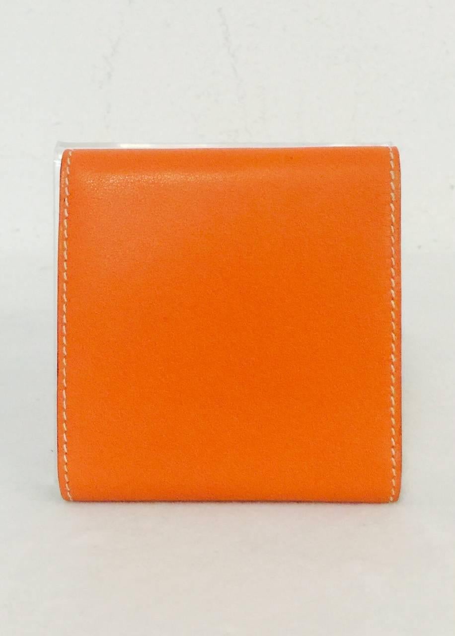 Hermes Signature Orange Leder Post-It Notizhalter für Damen oder Herren