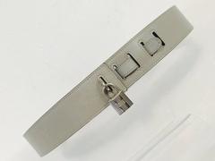Rare 1999 Hermes Pale Grey Box Leather Belt With PHW and Lock