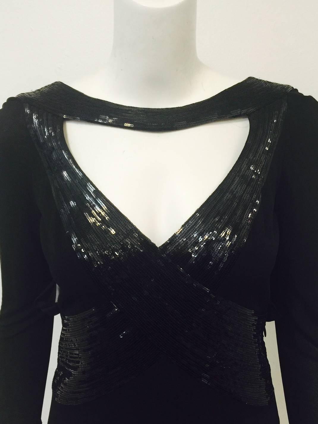 Versace Black Viscose and Silk Cocktail Dress With Cutouts and Black Sequins 1