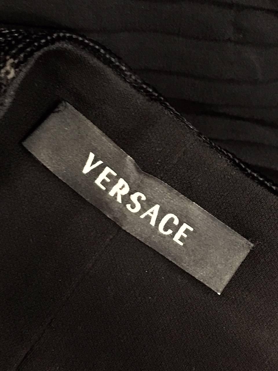 Versace Black Viscose and Silk Cocktail Dress With Cutouts and Black Sequins 4