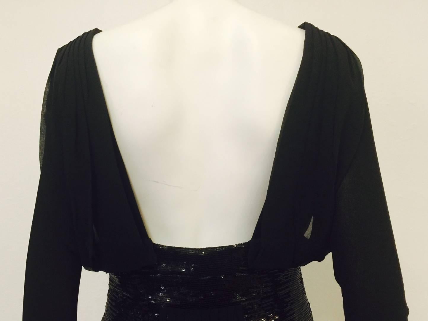 Versace Black Viscose and Silk Cocktail Dress With Cutouts and Black Sequins 2