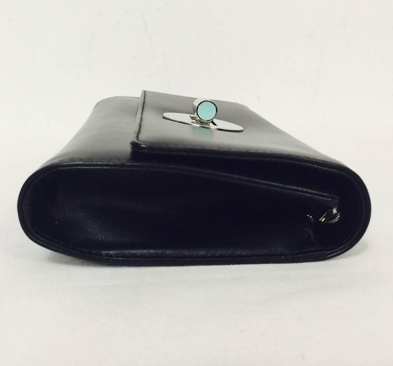 Tiffany & Co. Black Polished Calfskin Large City Clutch Above Excellent  In Excellent Condition In Palm Beach, FL