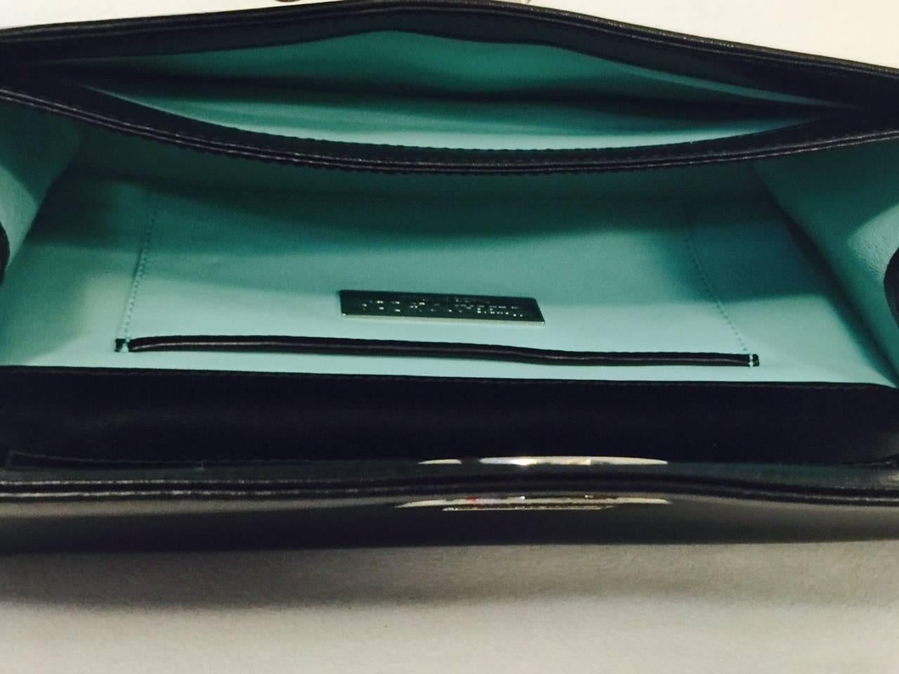 Tiffany & Co. Black Polished Calfskin Large City Clutch Above Excellent  3