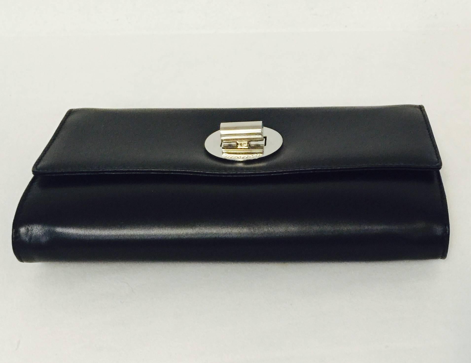 Women's Tiffany & Co. Black Polished Calfskin Large City Clutch Above Excellent 