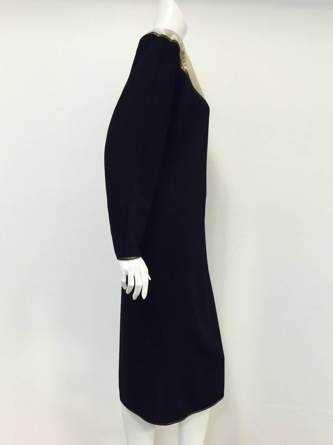 Women's Geoffrey Beene Black Wool Longer Length Shift With Dolman Sleeves 