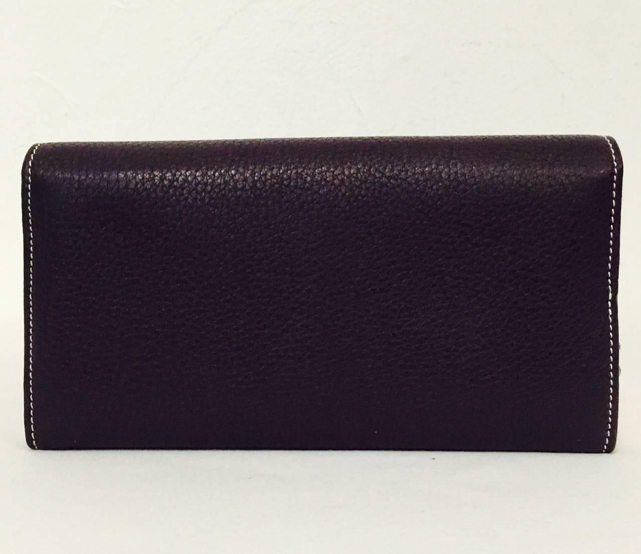 Black Tiffany & Co. Aubergine Grained Leather Small City Clutch Above Excellent 