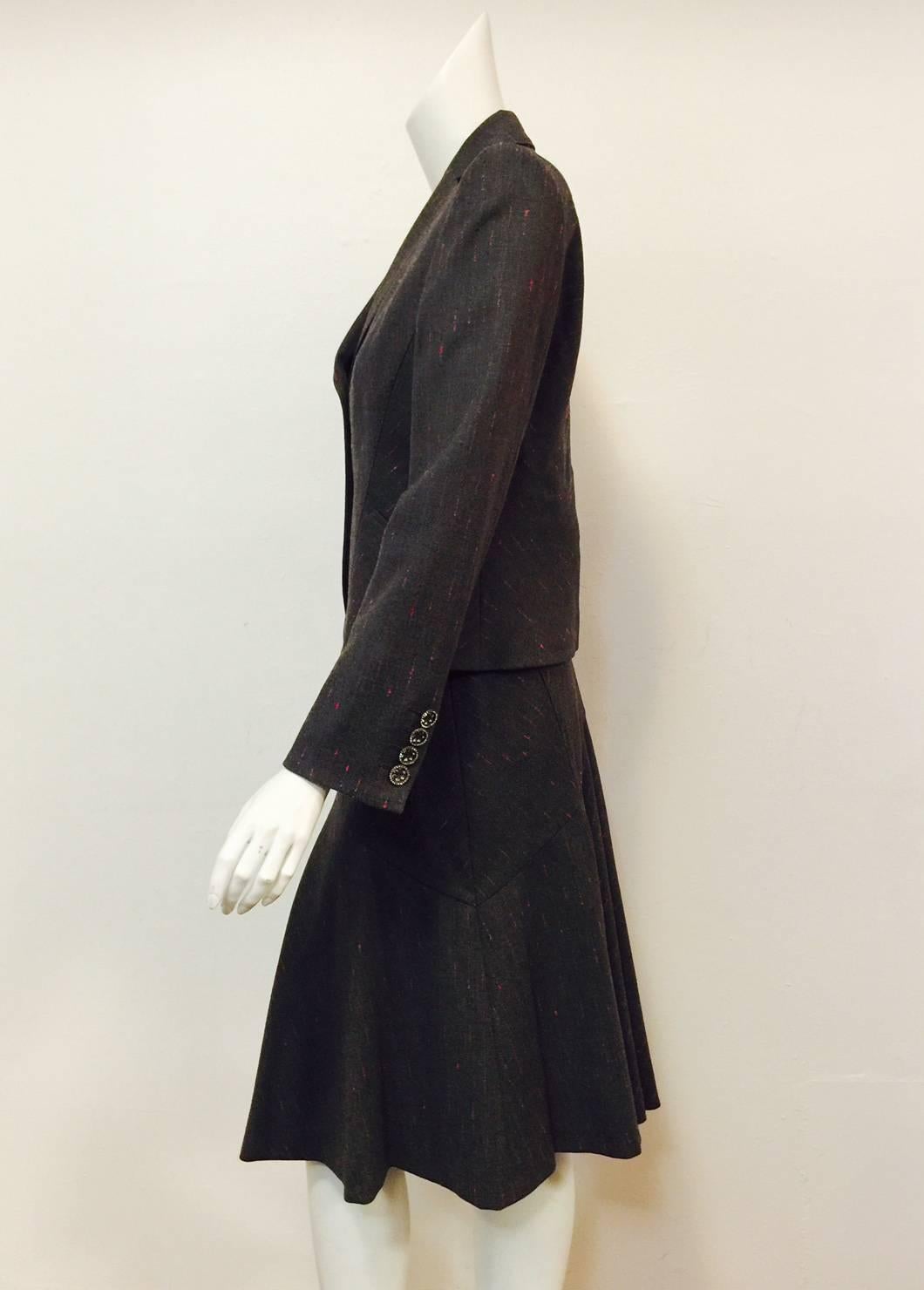This Les Copains Skirt Suit is replete with exquisite Italian tailoring techniques.  Features ultra-luxurious Italian 