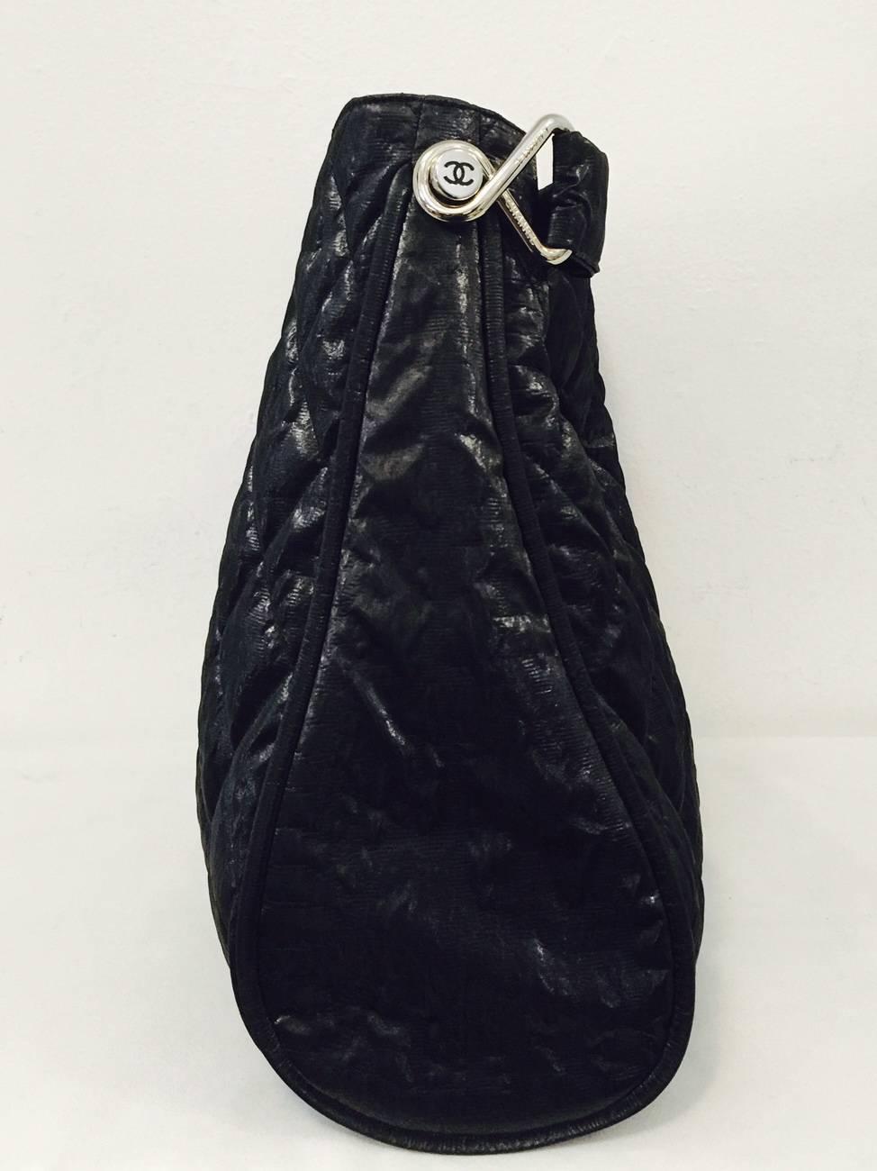 Chanel Black Quilted Coated Canvas Le Marais Large Hobo Bag Serial No.12339279 In New Condition In Palm Beach, FL