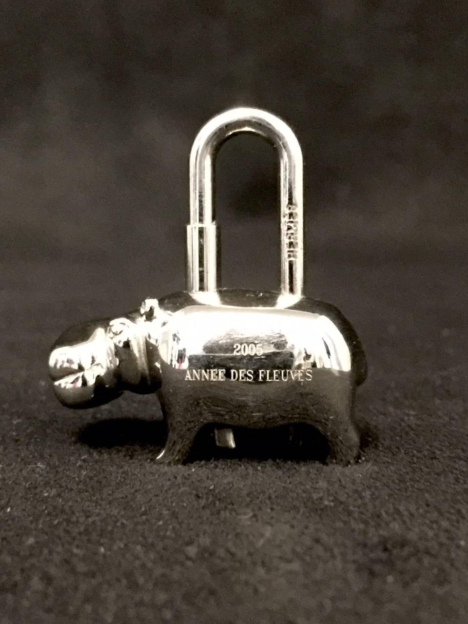 Hermes honored and celebrated the rivers of Africa with this silver tone hippopotamus cadena.  Upgrade and personalize a favorite Hermes bag or simply wear as a pendant on a chain.  A highly collectible piece worthy of any 