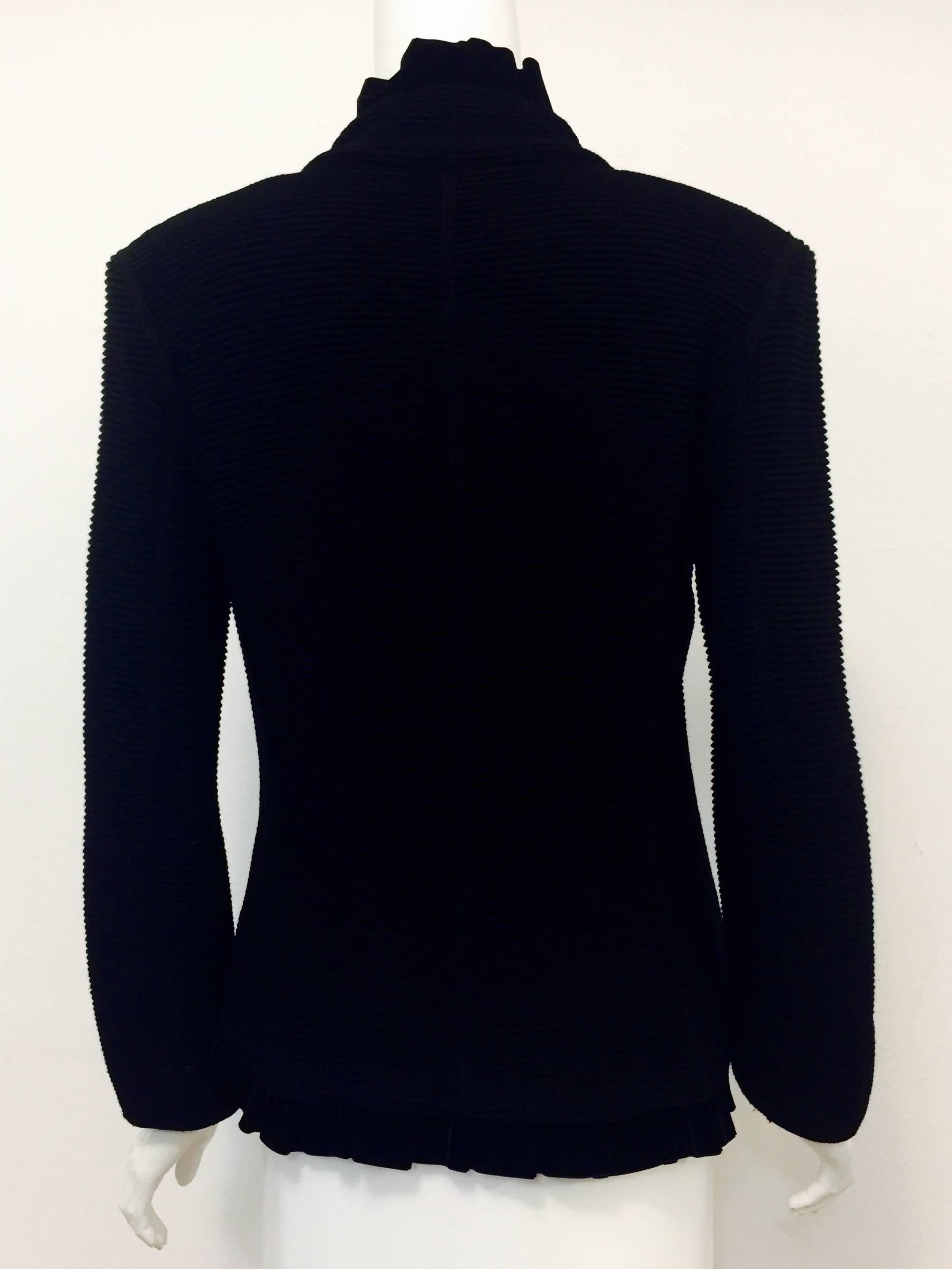 Giorgio Armani Collezioni Black Wool Evening Jacket With Black Velvet Trim In Excellent Condition In Palm Beach, FL