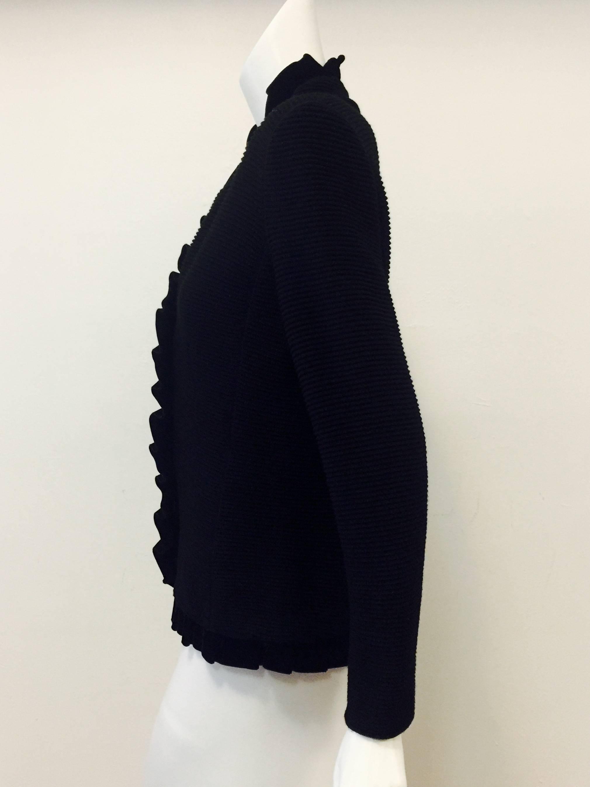 Women's Giorgio Armani Collezioni Black Wool Evening Jacket With Black Velvet Trim