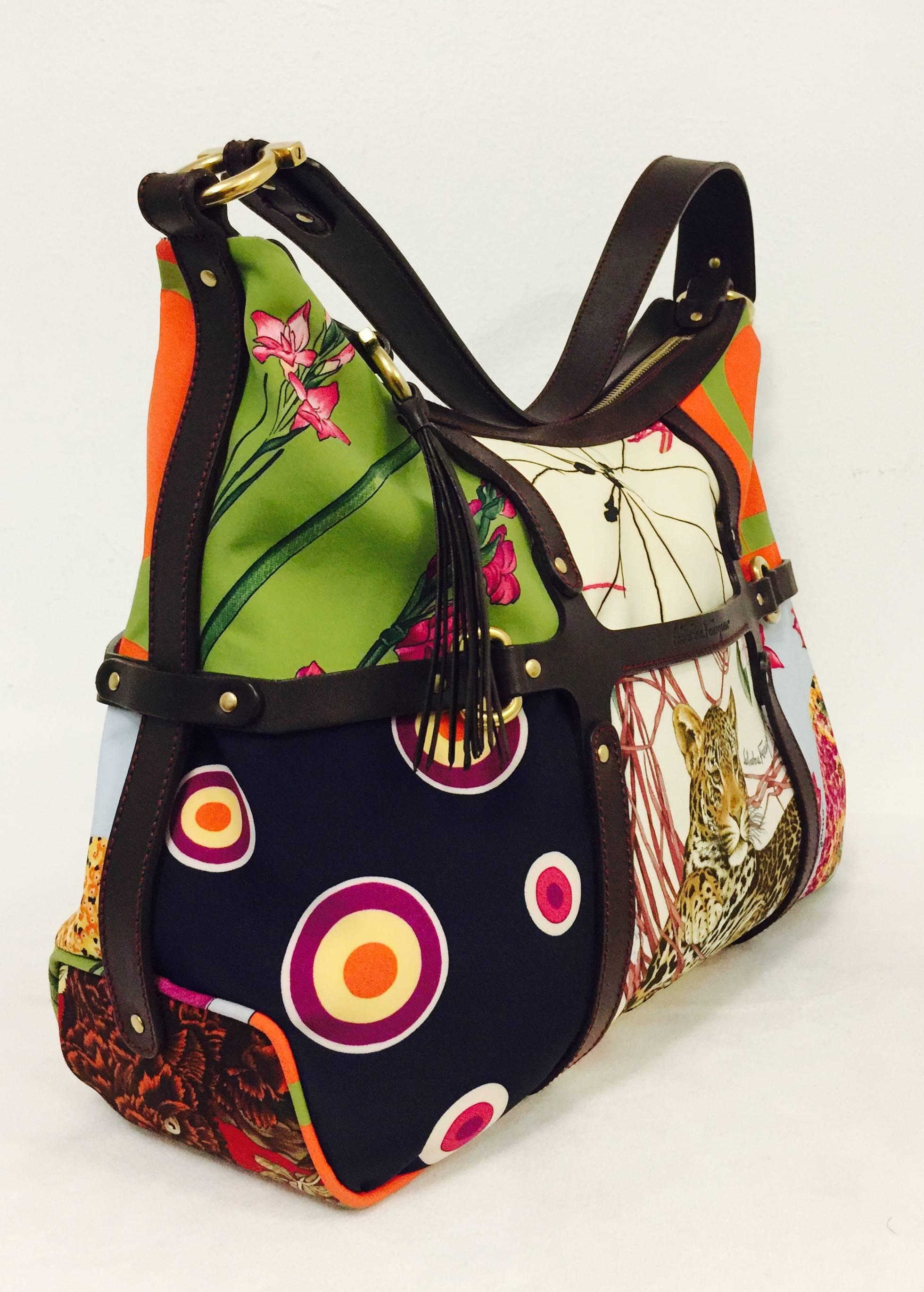 Salvatore Ferragamo Fiera Print Shoulder Bag is highly desired by connoisseurs of all things Ferragamo!  Featuring multicolor 