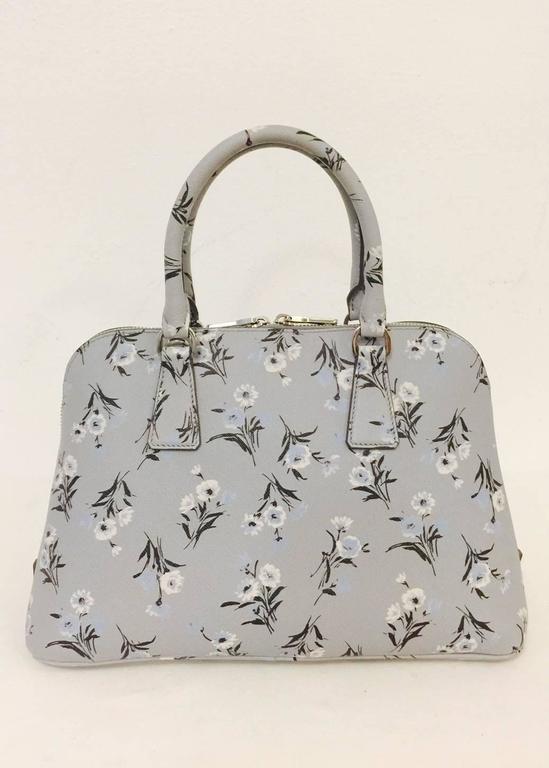 Prada Floral Print Signature Saffiano Leather Satchel With Shoulder Strap at 1stdibs