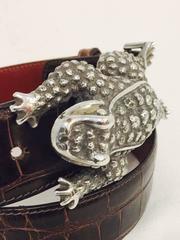 Classic Kieselstein Cord Sterling Silver Frog Buckle on Alligator Belt